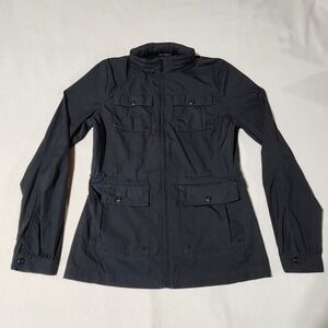 women's MOUNTAIN HARDWEAR lightweight Jacket hood vented Black Windbreaker Sz 6‎